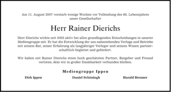 Traueranzeige von Rainer Dierichs von HERSFELDER ZEITUNG