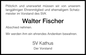 Traueranzeige von Walter Fischer von HERSFELDER ZEITUNG