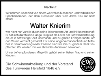 Traueranzeige von Walter Knierim von HERSFELDER ZEITUNG