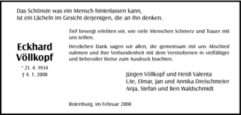 Traueranzeige von Eckhard Völlkopf von HERSFELDER ZEITUNG