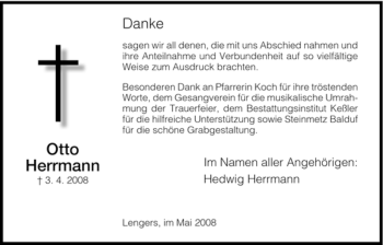 Traueranzeige von Otto Herrmann von HERSFELDER ZEITUNG