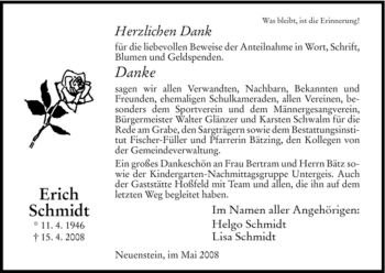 Traueranzeige von Erich Schmidt von HERSFELDER ZEITUNG