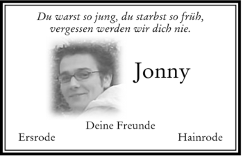 Traueranzeige von Jonas Schade von HERSFELDER ZEITUNG