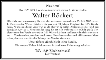 Traueranzeige von Walter Roeckert von HERSFELDER ZEITUNG