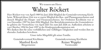 Traueranzeige von Walter Röckert von HERSFELDER ZEITUNG