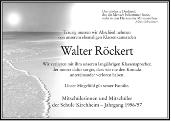Traueranzeige von Walter Röckert von HERSFELDER ZEITUNG