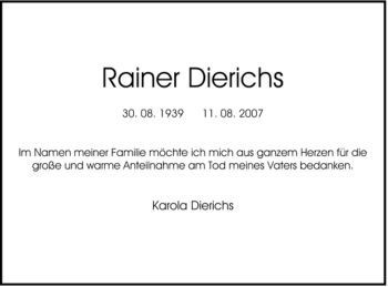 Traueranzeige von Rainer Dierichs von HERSFELDER ZEITUNG