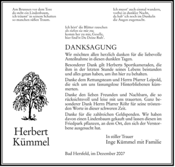 Traueranzeige von Herbert Kümmel von HERSFELDER ZEITUNG