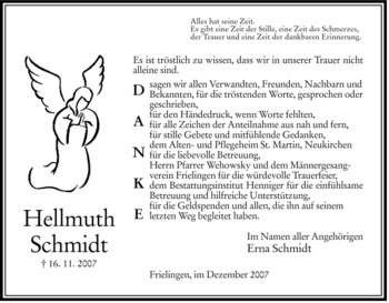 Traueranzeige von Hellmuth Schmidt von HERSFELDER ZEITUNG