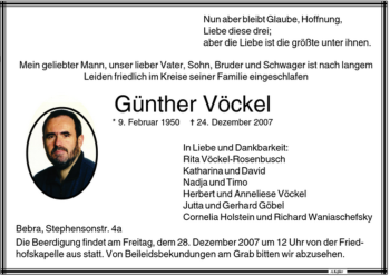 Traueranzeige von Günther Vöckel von HERSFELDER ZEITUNG