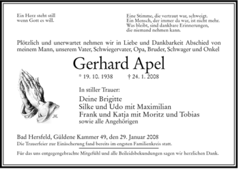 Traueranzeige von Guenther Wagner von HERSFELDER ZEITUNG