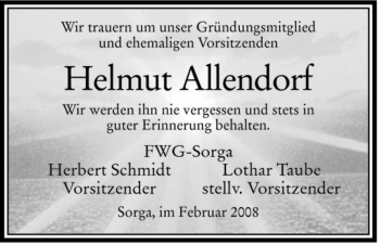 Traueranzeige von Helmut Allendorf von HERSFELDER ZEITUNG