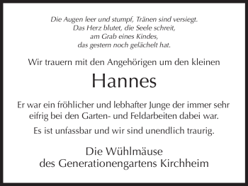 Traueranzeige von Hannes Fischer von HERSFELDER ZEITUNG