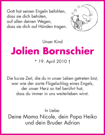 Traueranzeige von Jolien Bornschier von HERSFELDER ZEITUNG