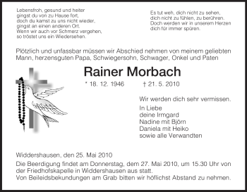 Traueranzeige von Rainer Morbach von HERSFELDER ZEITUNG