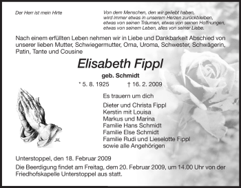 Traueranzeige von Elisabeth Fippl von HERSFELDER ZEITUNG