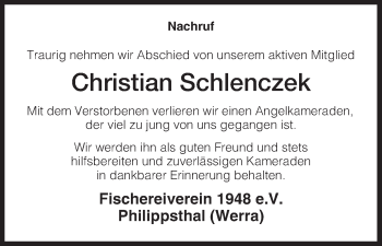 Traueranzeige von Christian Schlenczek von Hersfeld