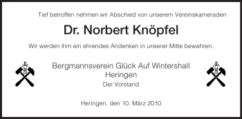 Traueranzeige von Norbert Knöpfel von HERSFELDER ZEITUNG