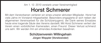 Traueranzeige von Horst Schmerer von HERSFELDER ZEITUNG