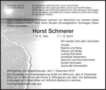 Traueranzeige von Horst Schmerer von HERSFELDER ZEITUNG