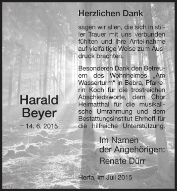 Traueranzeige von Harald Beyer von Hersfeld