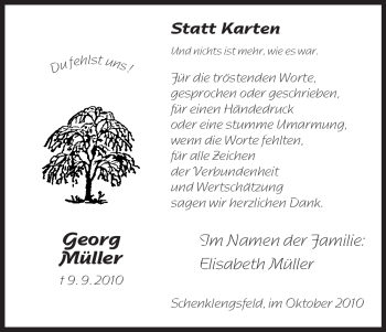 Traueranzeige von Georg Müller von HERSFELDER ZEITUNG
