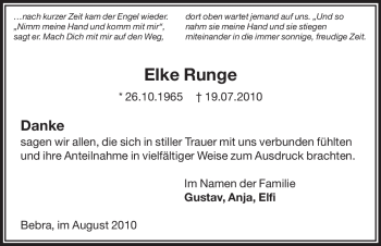 Traueranzeige von Elke Runge von HERSFELDER ZEITUNG