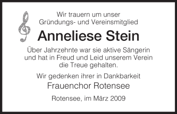 Traueranzeige von Anneliese Stein von HERSFELDER ZEITUNG