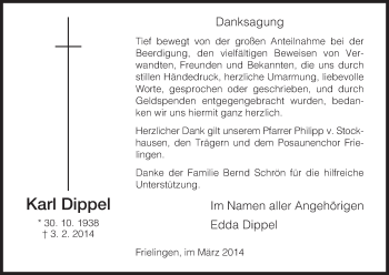 Traueranzeige von Karl Dippel von Hersfeld