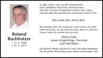 Traueranzeige von Roland Buchholzer von Hersfeld
