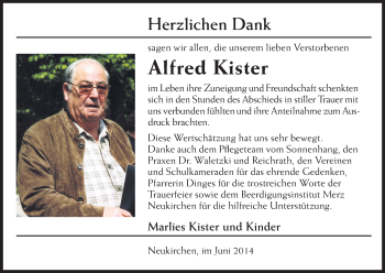 Traueranzeige von Alfred Kister von Hersfeld