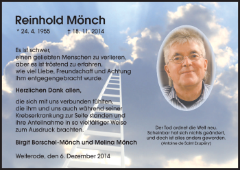 Traueranzeige von Reinhold Mönch von Hersfeld