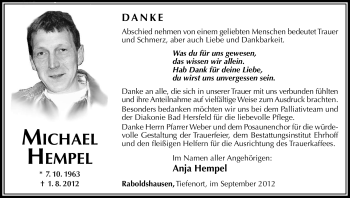 Traueranzeige von Michael Hempel von Hersfeld