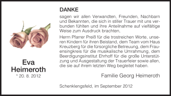 Traueranzeige von Eva Heimeroth von Hersfeld