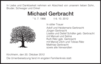 Traueranzeige von Michael Gerbracht von Hersfeld