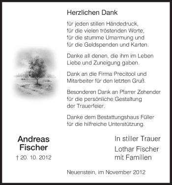 Traueranzeige von Andreas Fischer von Hersfeld