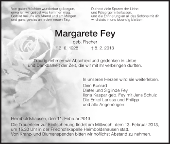 Traueranzeige von Margarete Fey von Hersfeld