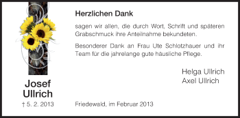 Traueranzeige von Josef Ullrich von Hersfeld