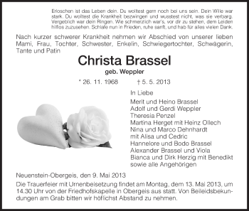 Traueranzeige von Christa Brassel von Hersfeld