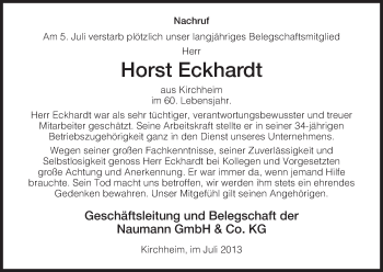 Traueranzeige von Horst Eckhardt von Hersfeld