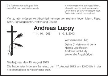 Traueranzeige von Andreas Luppy von Hersfeld