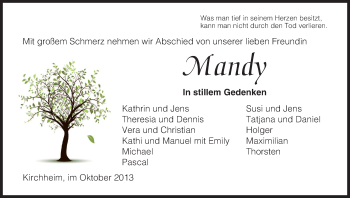 Traueranzeige von Mandy  von Hersfeld