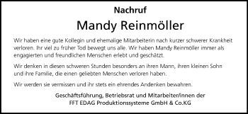 Traueranzeige von Mandy Reinmöller von Hersfeld