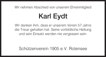 Traueranzeige von Karl Eydt von Hersfeld