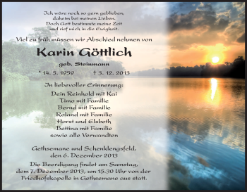 Traueranzeige von Karin Göttlich von Hersfeld