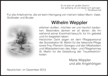 Traueranzeige von Wilhelm Weppler von Hersfeld