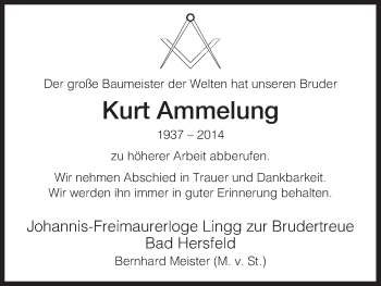 Traueranzeige von Kurt Ammelung von Hersfeld