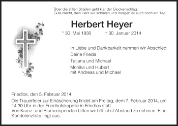 Traueranzeige von Herbert Heyer von Hersfeld