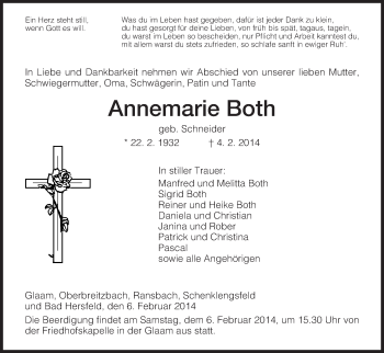 Traueranzeige von Annemarie Both von Hersfeld