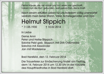 Traueranzeige von Helmut Stippich von Hersfeld